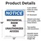 Signmission Mechanical Room No Unauthorized Access OSHA Notice Sign, Aluminum, 12in W x 18in L, 2PK OS-2PACK-NS-A-1218-V-15950 - alternate 6